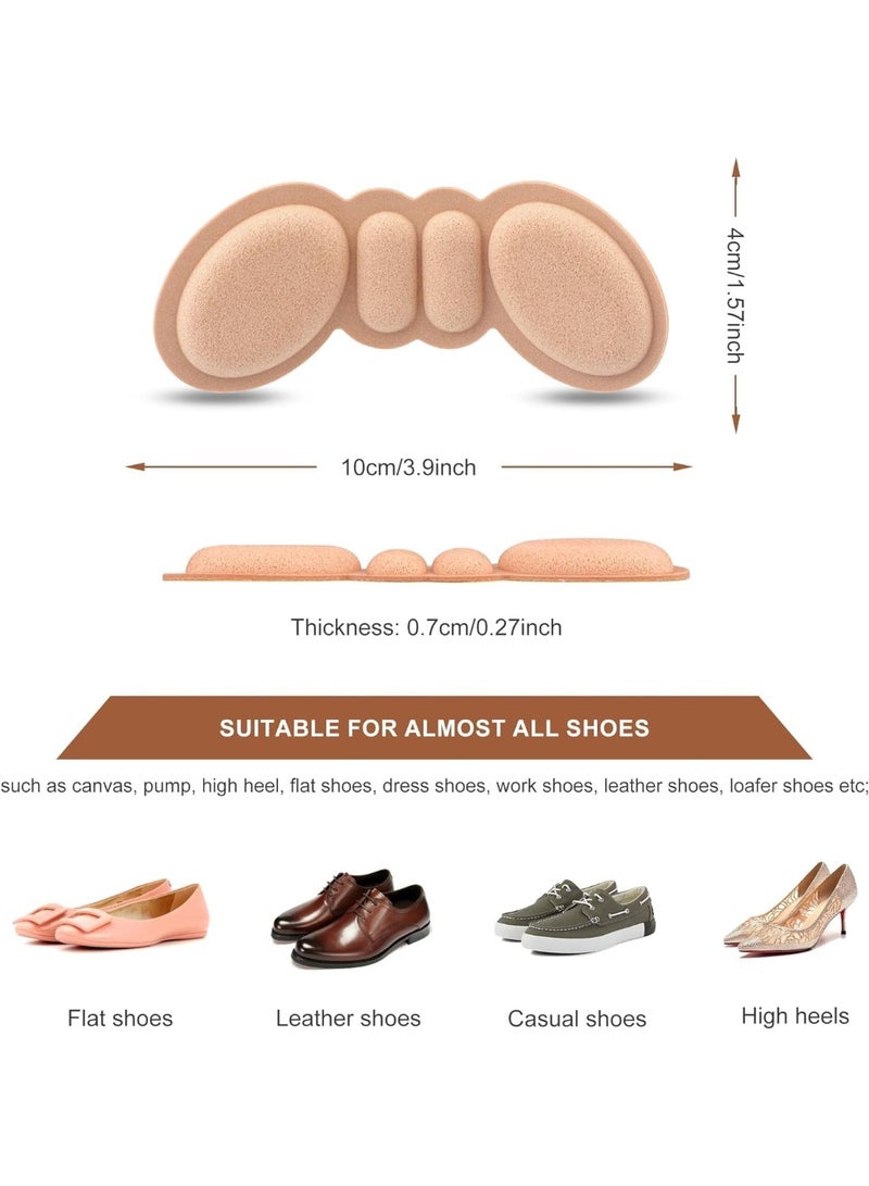 CLENEA Heel Stickers, Anti Drop Heel Anti Slip Anti Abrasion Shoe Stickers, Heel Protectors for Blister Pain, Padding, Makes Shoes Fit Better, Suitable for Oversized Shoes, Unisex, 4 Pairs, Black, Khaki - Image 2